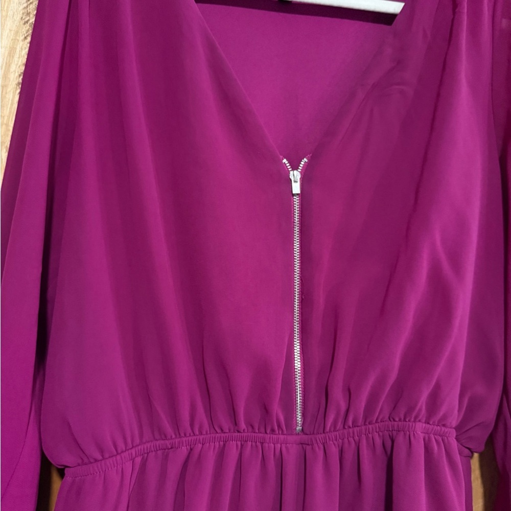 Express Women's Magenta Skort Jumpsuit with Front Zipper & pockets - Picture 4 of 11